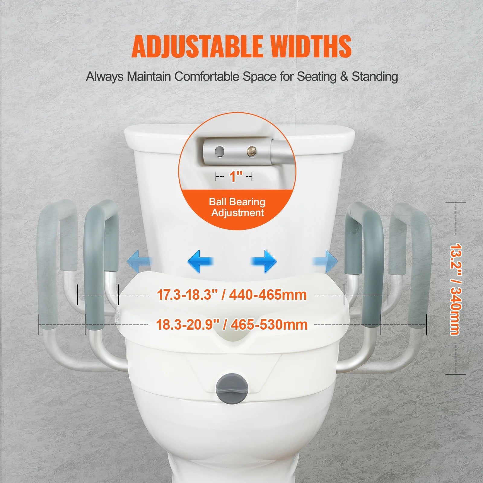 VEVOR Raised Toilet Seat 5 Inch Height 350 lbs Capacity - Senior Support Goods