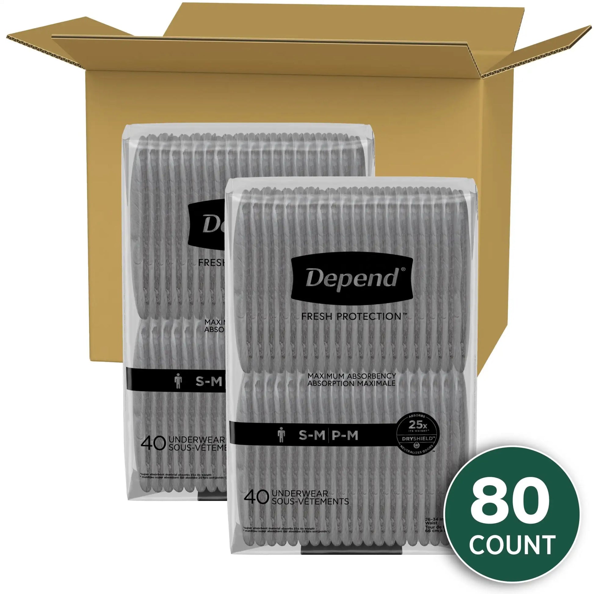Fresh Protection Incontinence Underwear for Men, 80 Count - Senior Support Goods