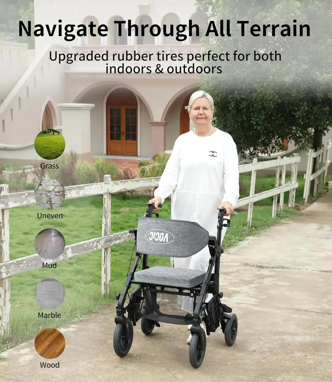 Walker Wheelchair Combo Transport Wheelchair Lightweight Foldable - Senior Support Goods