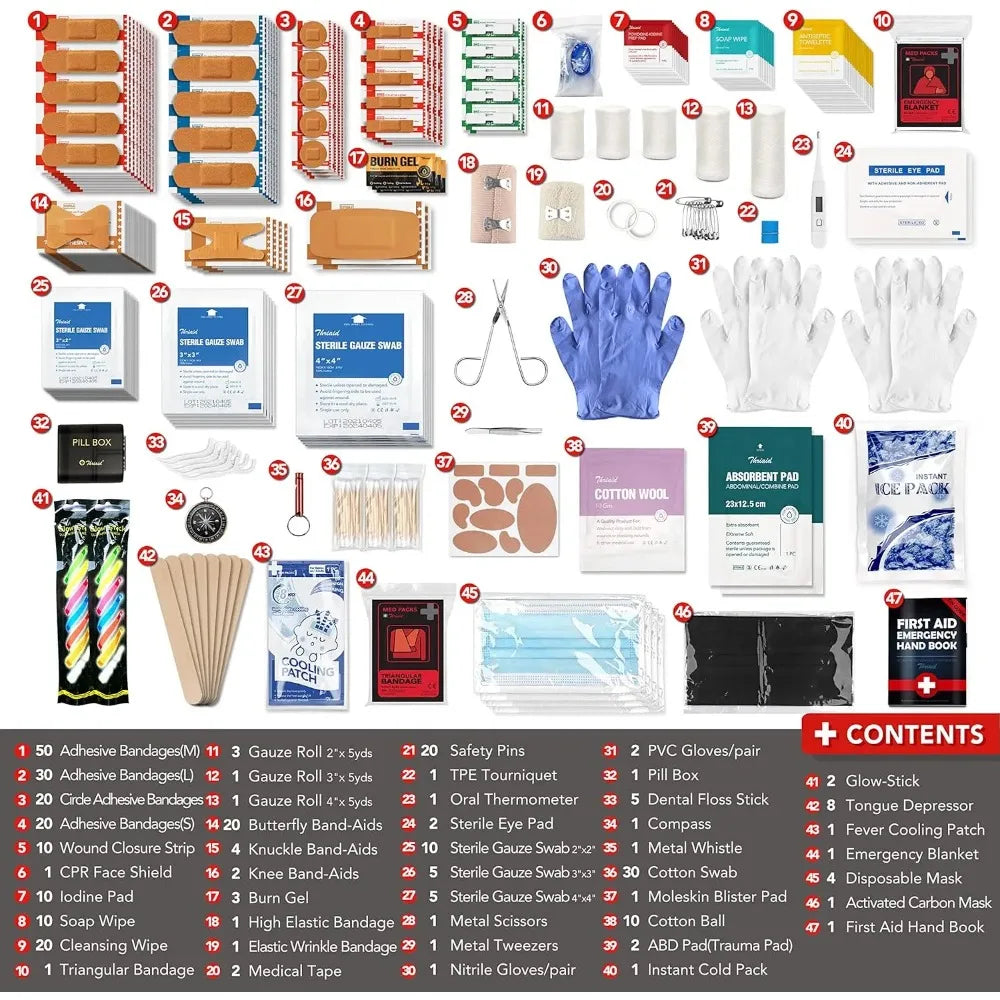 330pcs Premium Waterproof Compact Trauma Medical Kit Red - Senior Support Goods
