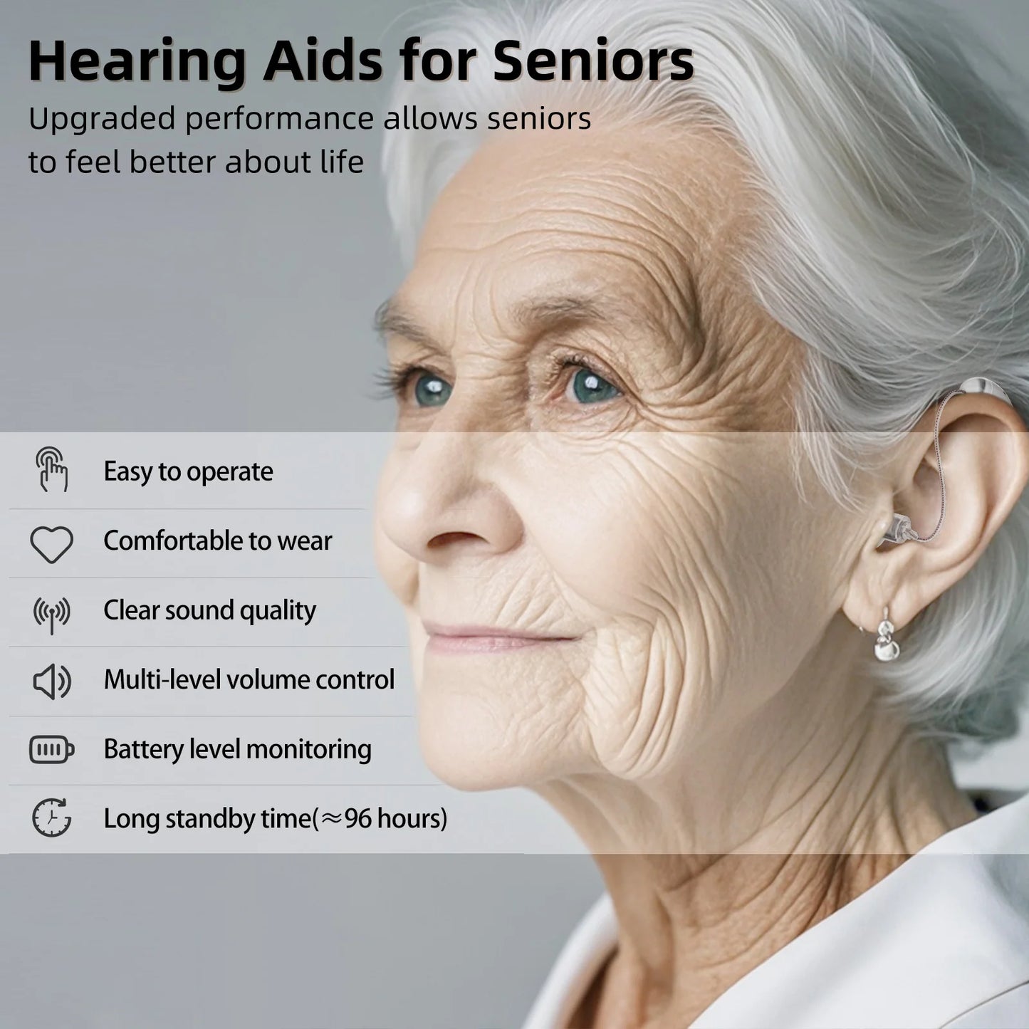 Rechargeable Hearing Aids Adults Invisible Digital Ear Amplifiers Volume Control - Senior Support Goods