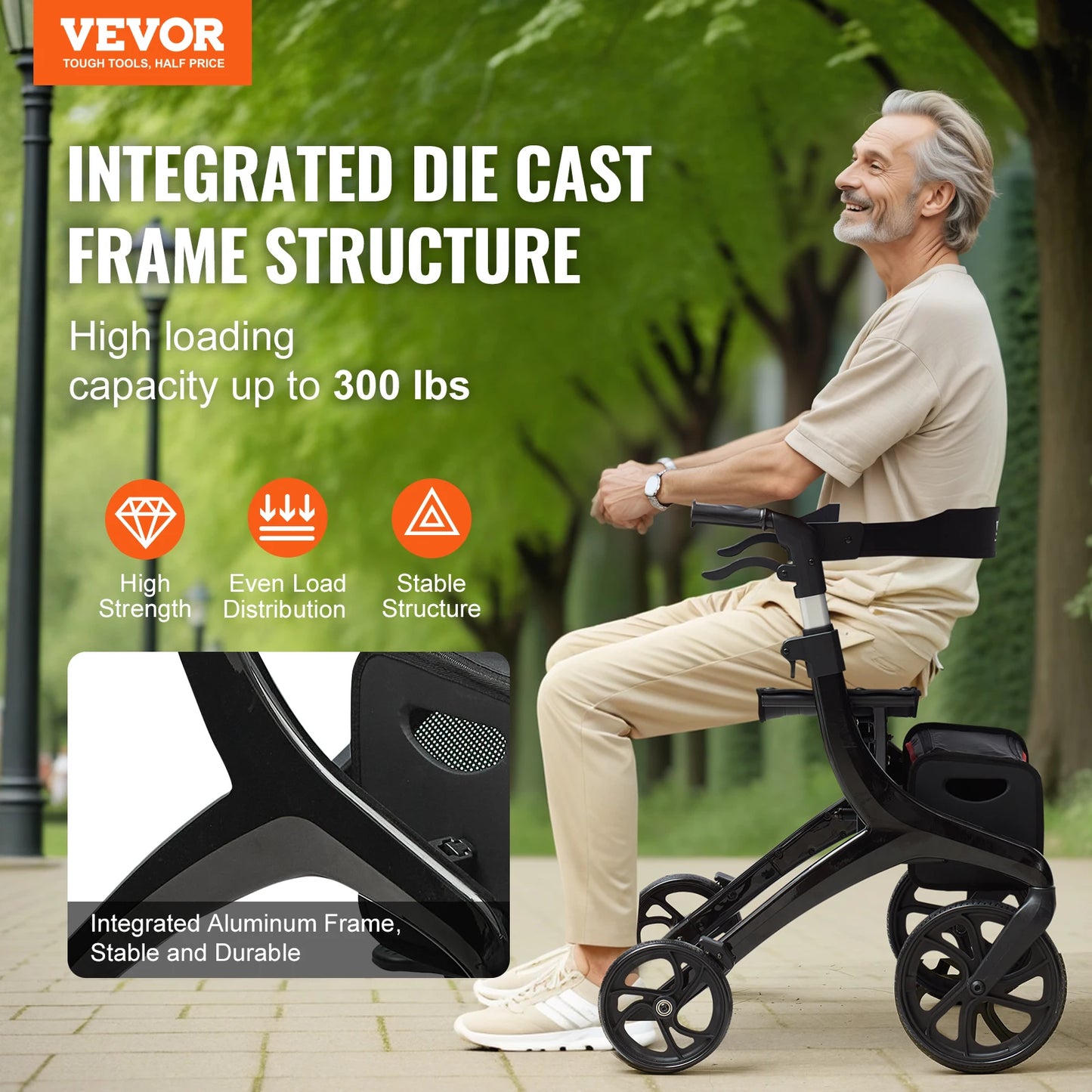 VEVOR Folding Rollator Walker for Seniors and Adults - Senior Support Goods