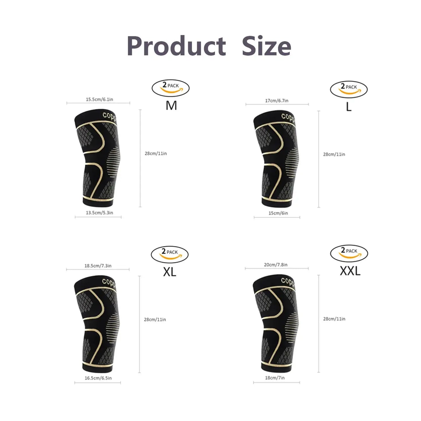 Pair of Copper Knee Pads for Joint Support and Pain Relief - Senior Support Goods