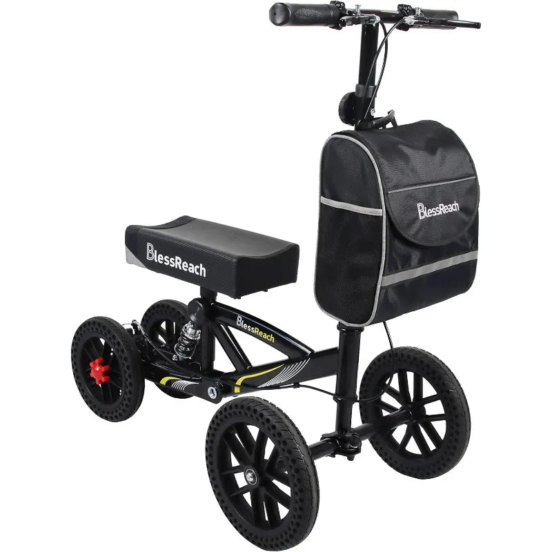 All Terrain Foldable Knee Scooter Walker - Compact Crutches Alternative - Senior Support Goods