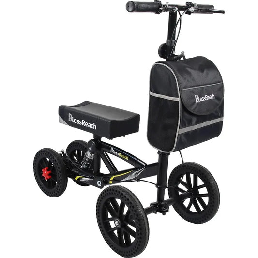 All Terrain Foldable Knee Scooter Walker - Compact Crutches Alternative - Senior Support Goods