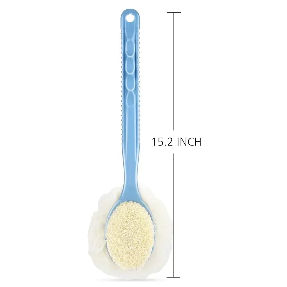 Bath Brush With Bristles And Loofah Back Scrubber Bath Sponge - Senior Support Goods