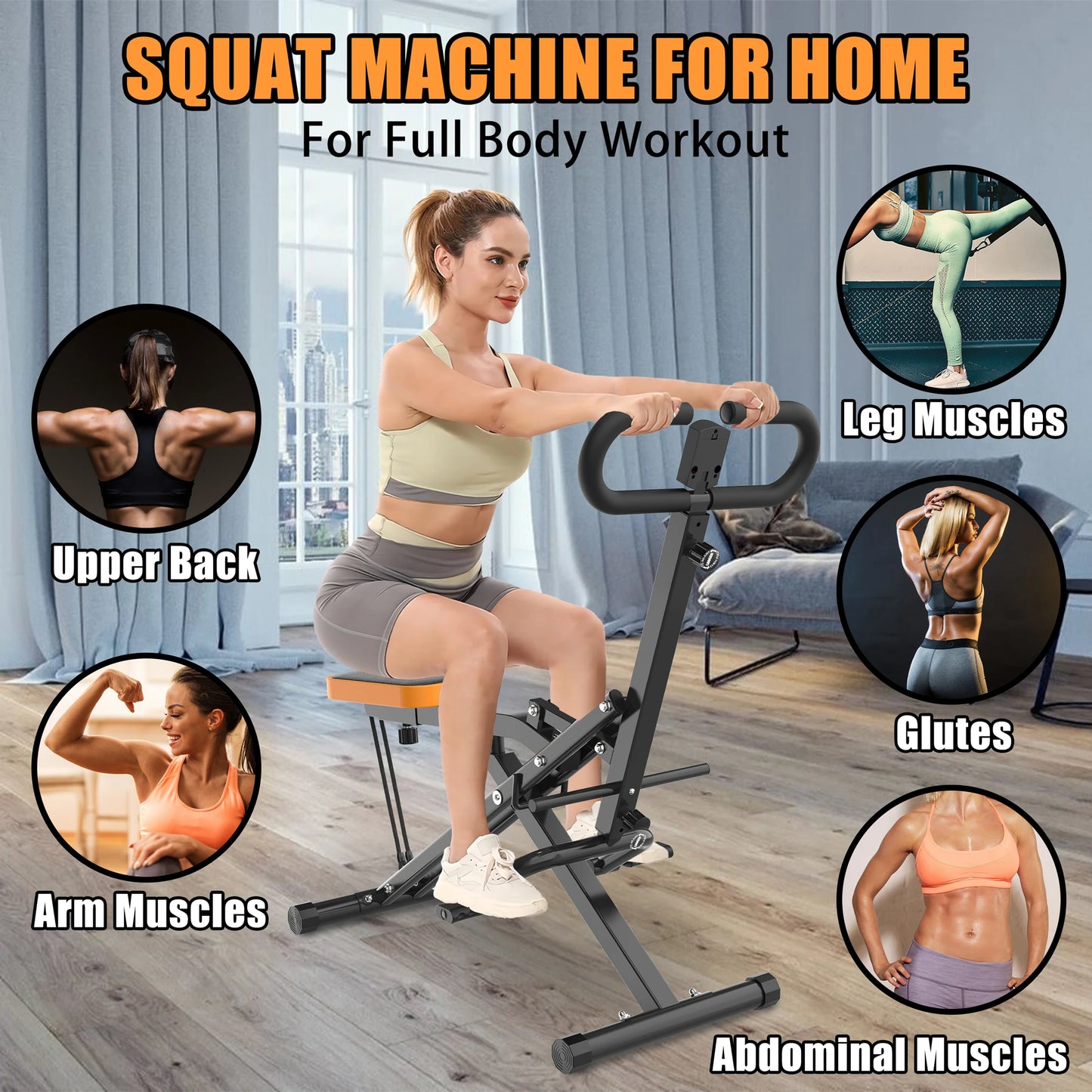 Squat Machine for Gluteus Maximus Training with Foldable Resistance Band - Senior Support Goods