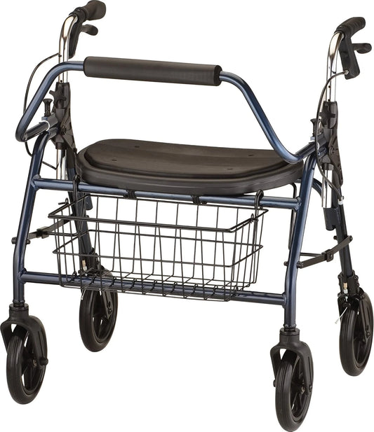 Mighty Mack Heavy Duty Rollator Walker 500 lb Capacity Blue - Senior Support Goods