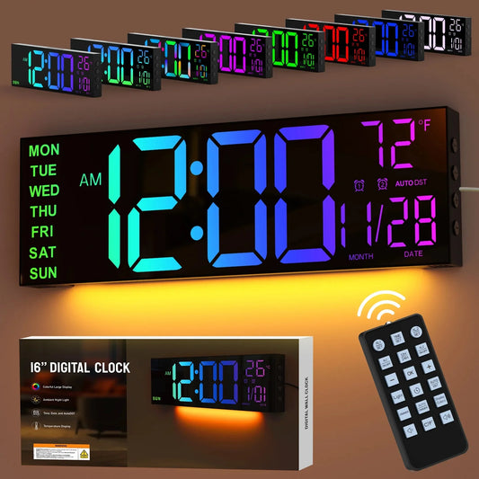 Mpow 16 Inch Large Digital Wall Clock with Remote Control - Senior Support Goods