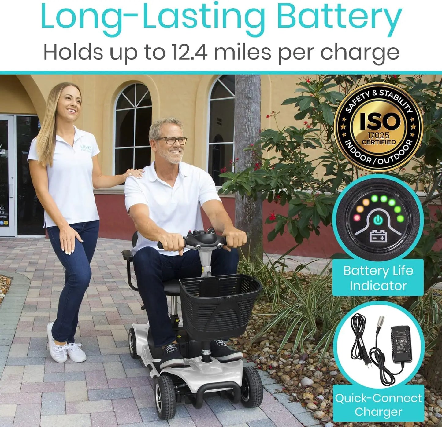 4 Wheel Mobility Scooter - Compact Electric Powered Device - Senior Support Goods