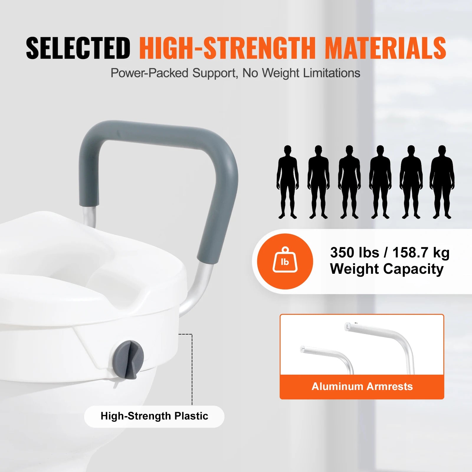 VEVOR Raised Toilet Seat 5 Inch Height 350 lbs Capacity - Senior Support Goods