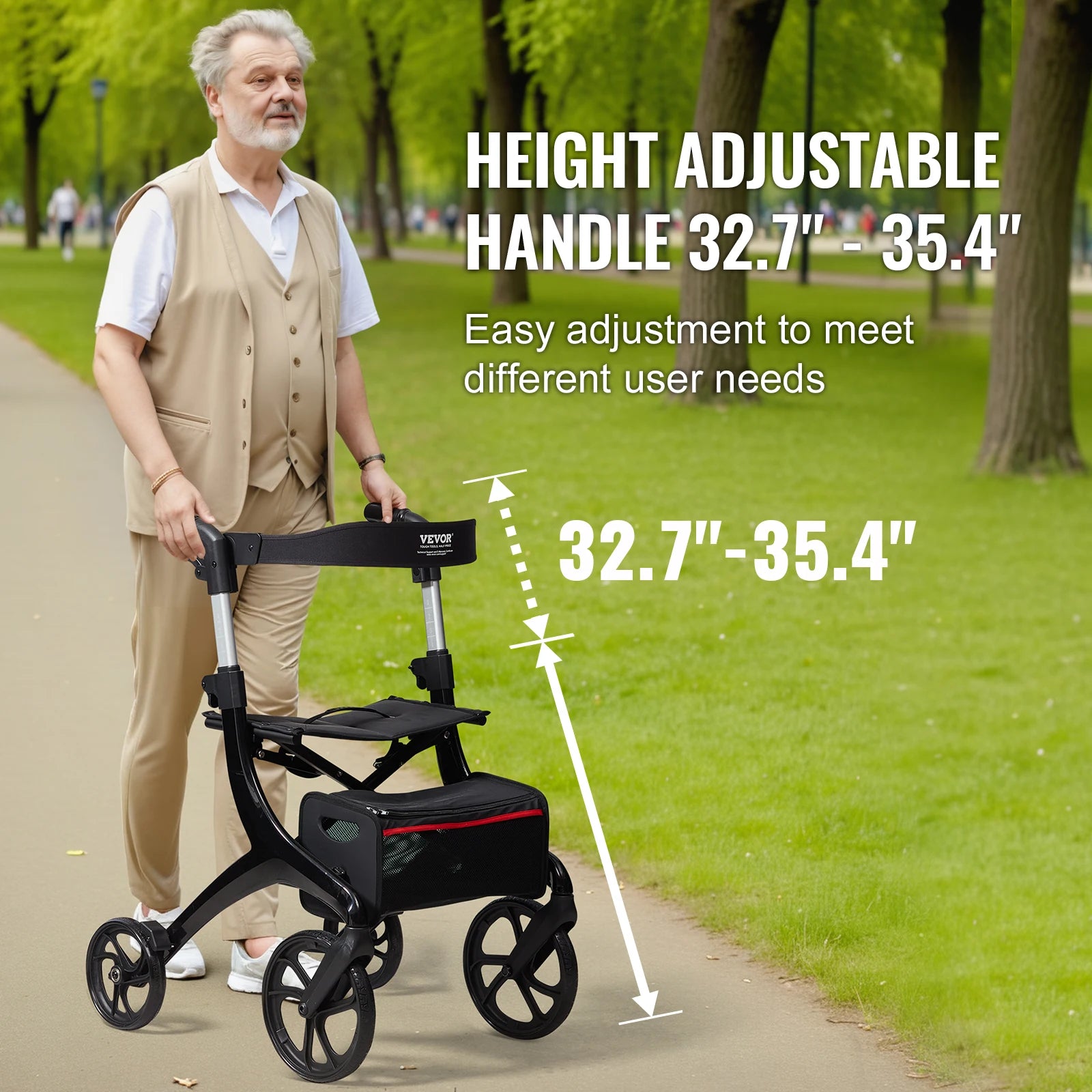 VEVOR Folding Rollator Walker for Seniors and Adults - Senior Support Goods