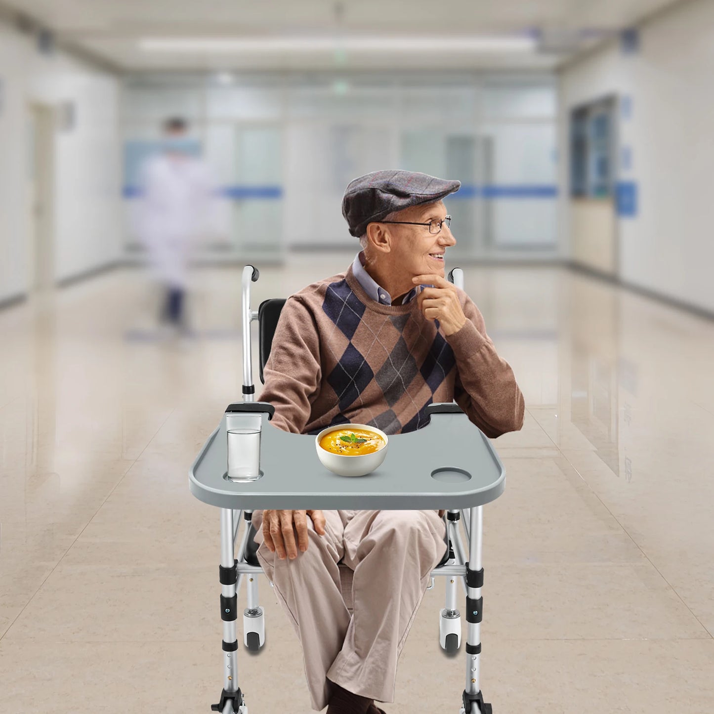 Wheelchair Tray Table - 20kg Capacity ABS with Cup Holder - Senior Support Goods