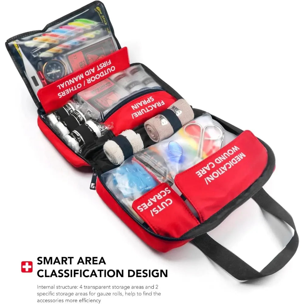 330pcs Premium Waterproof Compact Trauma Medical Kit Red - Senior Support Goods