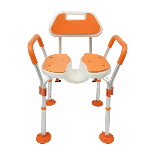 Folding Shower Seat with Adjustable Height and Armrests - Senior Support Goods