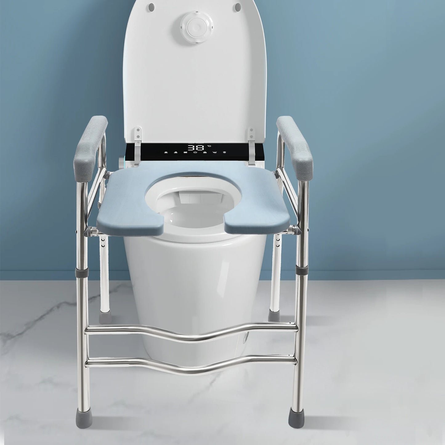 Raised Toilet Seat with Handles Adjustable Height Riser - Senior Support Goods