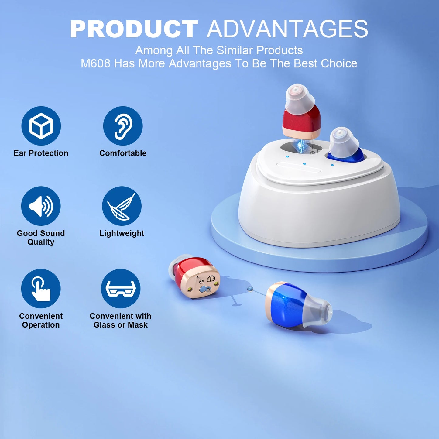 Elderly Hearing Aids Rechargeable Mini ITE Sound Amplifiers - Senior Support Goods
