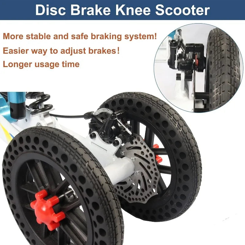 All Terrain Foldable Knee Scooter Walker - Compact Crutches Alternative - Senior Support Goods