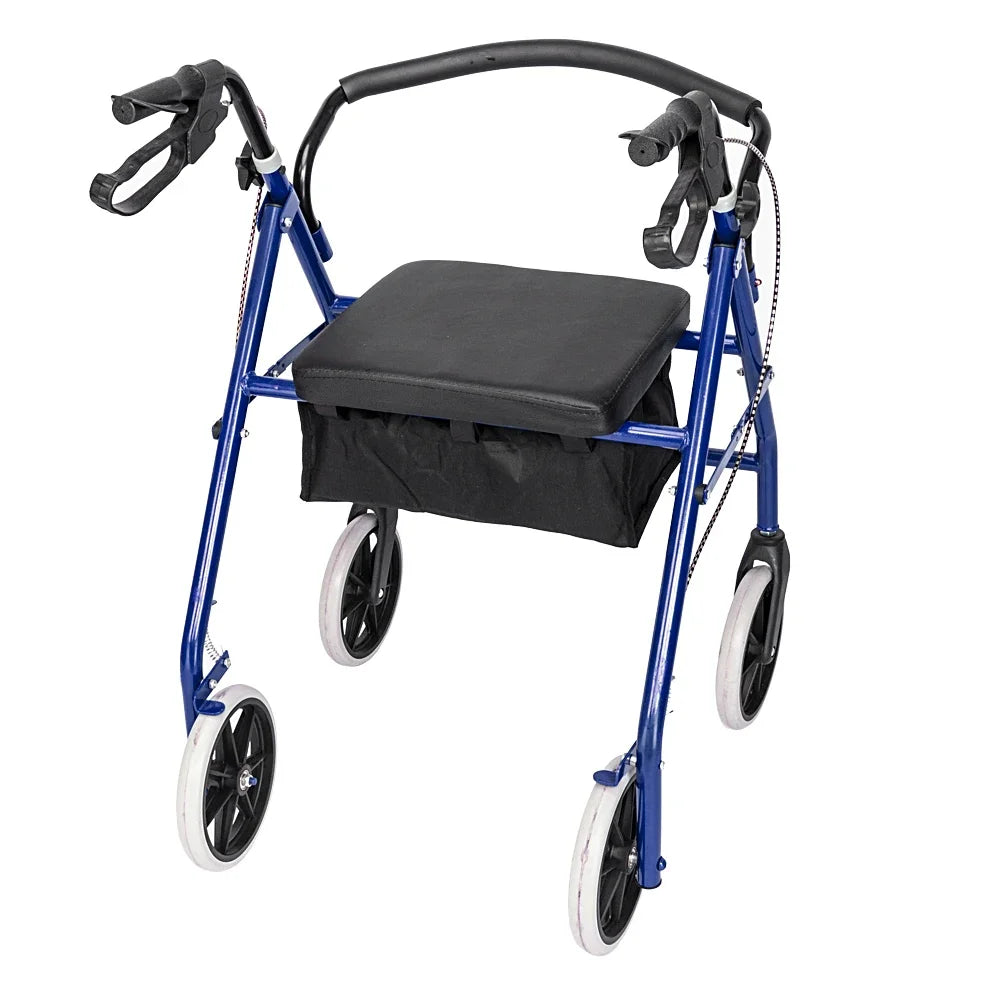 Iron Walker with Wheels Black & Blue for Easy Mobility - Senior Support Goods