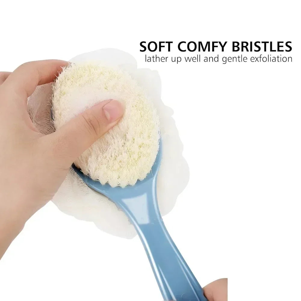 Bath Brush With Bristles And Loofah Back Scrubber Bath Sponge - Senior Support Goods