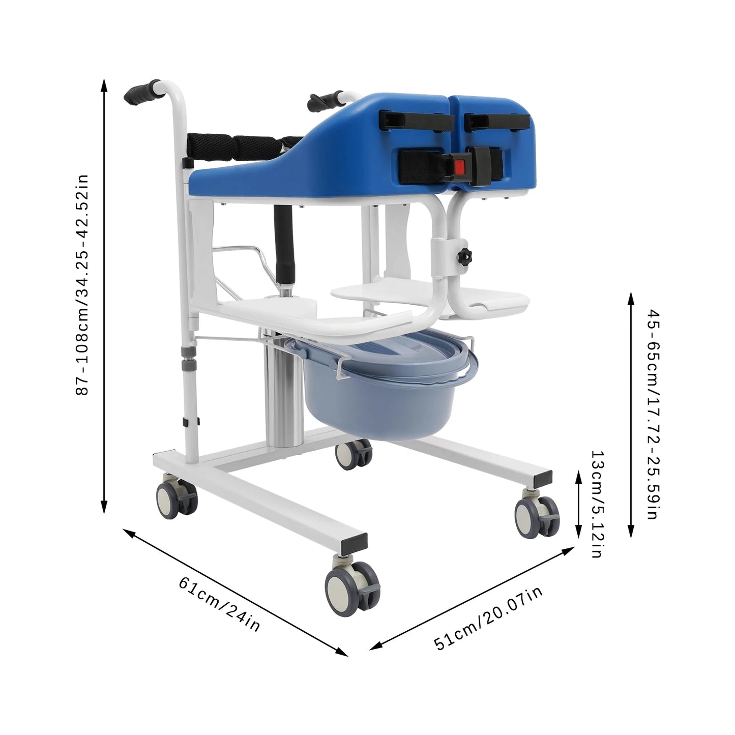 Transfer Lift Chair with Adjustable Height and 198.4 lbs Capacity - Senior Support Goods