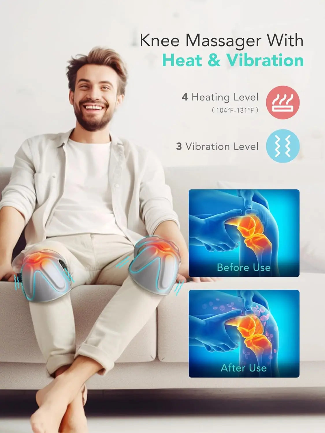 SKG Cordless Heated Knee Brace Massager for Pain Relief - Senior Support Goods