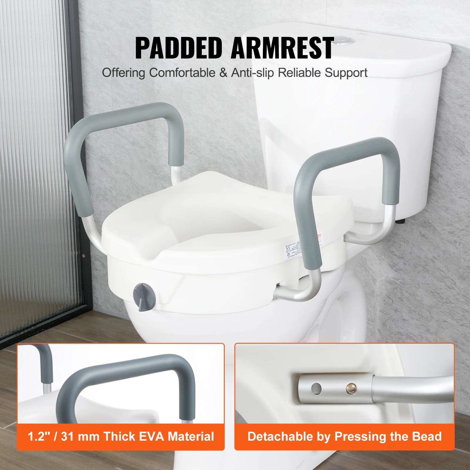 VEVOR Raised Toilet Seat 5 Inch Height 350 lbs Capacity - Senior Support Goods