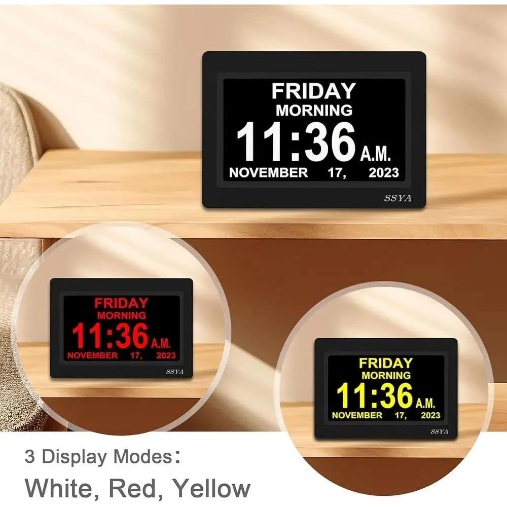 7 Inch Digital Alarm Clock Auto Dimmable 12 Alarm Modes Easy Read - Senior Support Goods