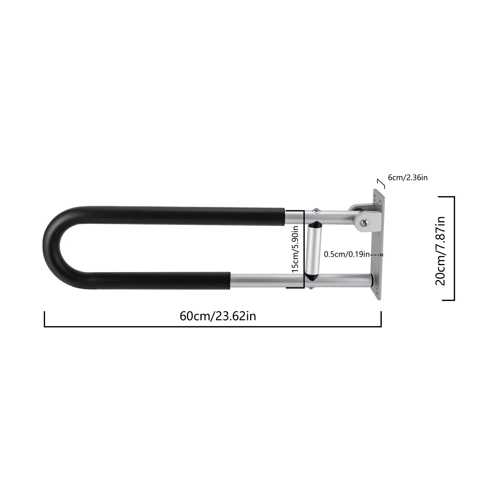 Foldable Tub Handrail for Bathroom, 23.62 Inch, Durable - Senior Support Goods