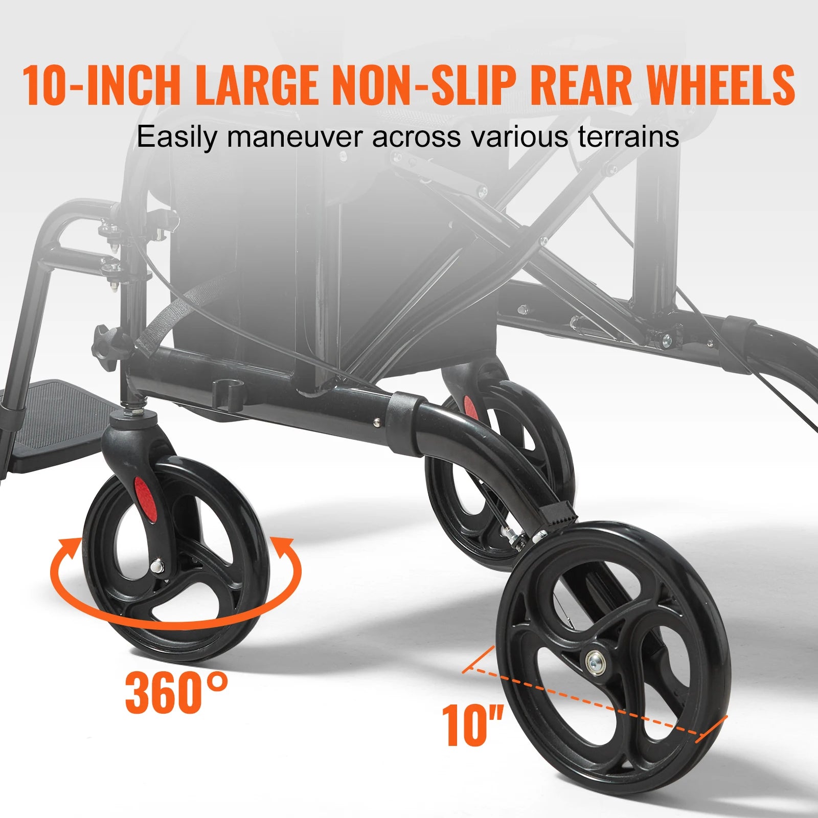 VEVOR 2 in 1 Rollator Walker & Transport Chair for Seniors - Senior Support Goods