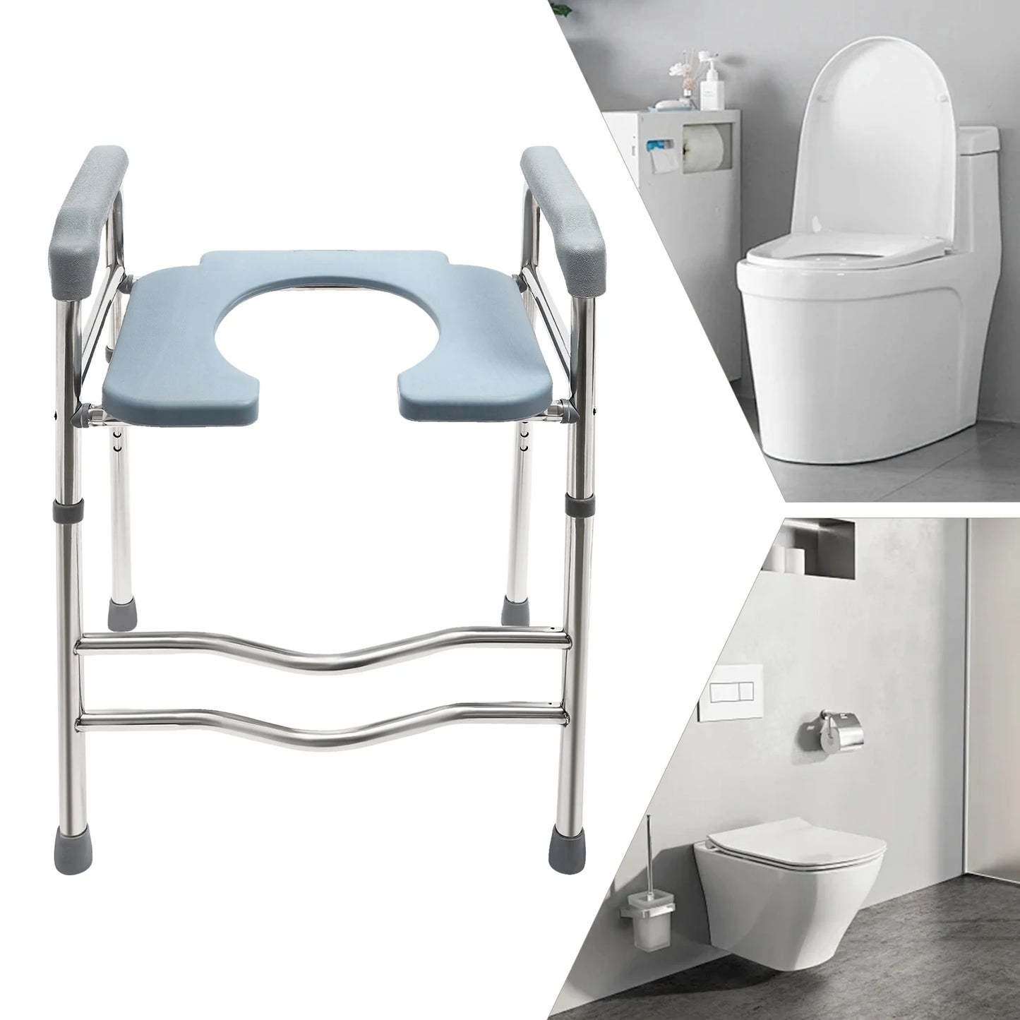 Raised Toilet Seat with Handles Adjustable Height Riser - Senior Support Goods