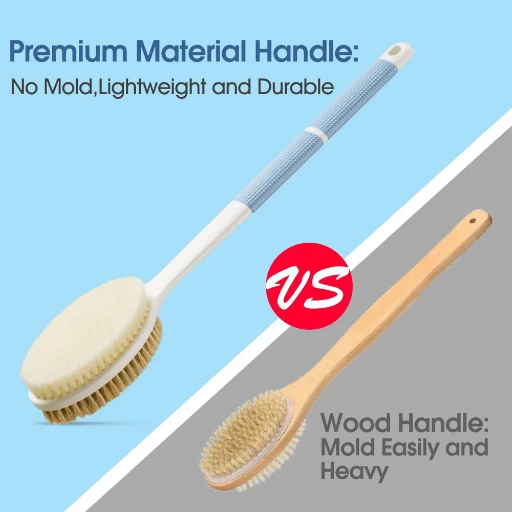 Non-Slip Back Scrubber For Shower Long Handle Bristles Exfoliant - Senior Support Goods