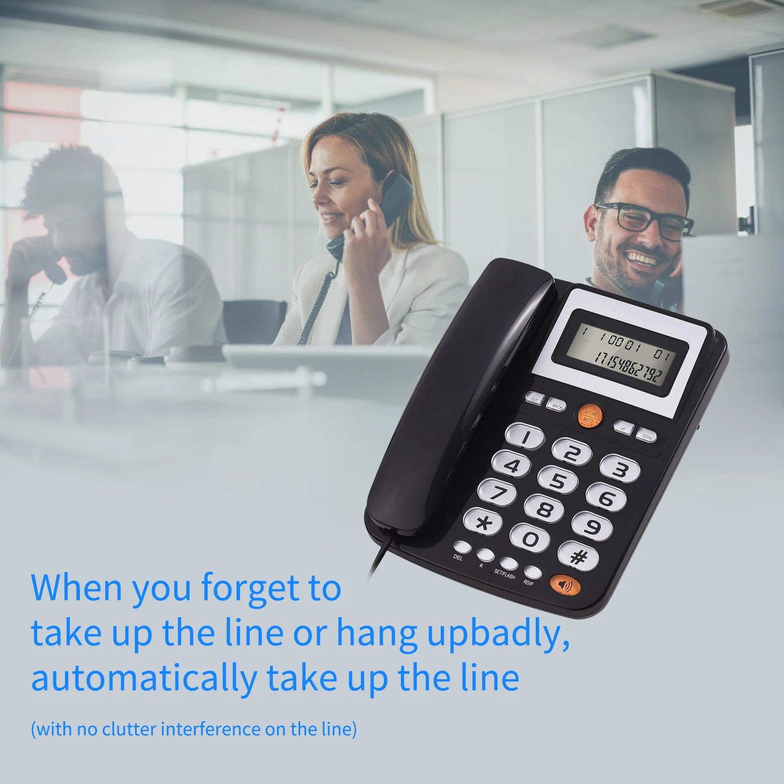 Desktop Corded Landline Phone Big Button Corded Telephone for Elderly Seniors Phone with LCD Display Redial Hands Free Functions - Senior Support Goods