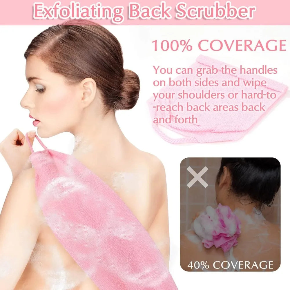 Exfoliating Shower Bath Gloves Back Scrubber Set for Body - Senior Support Goods