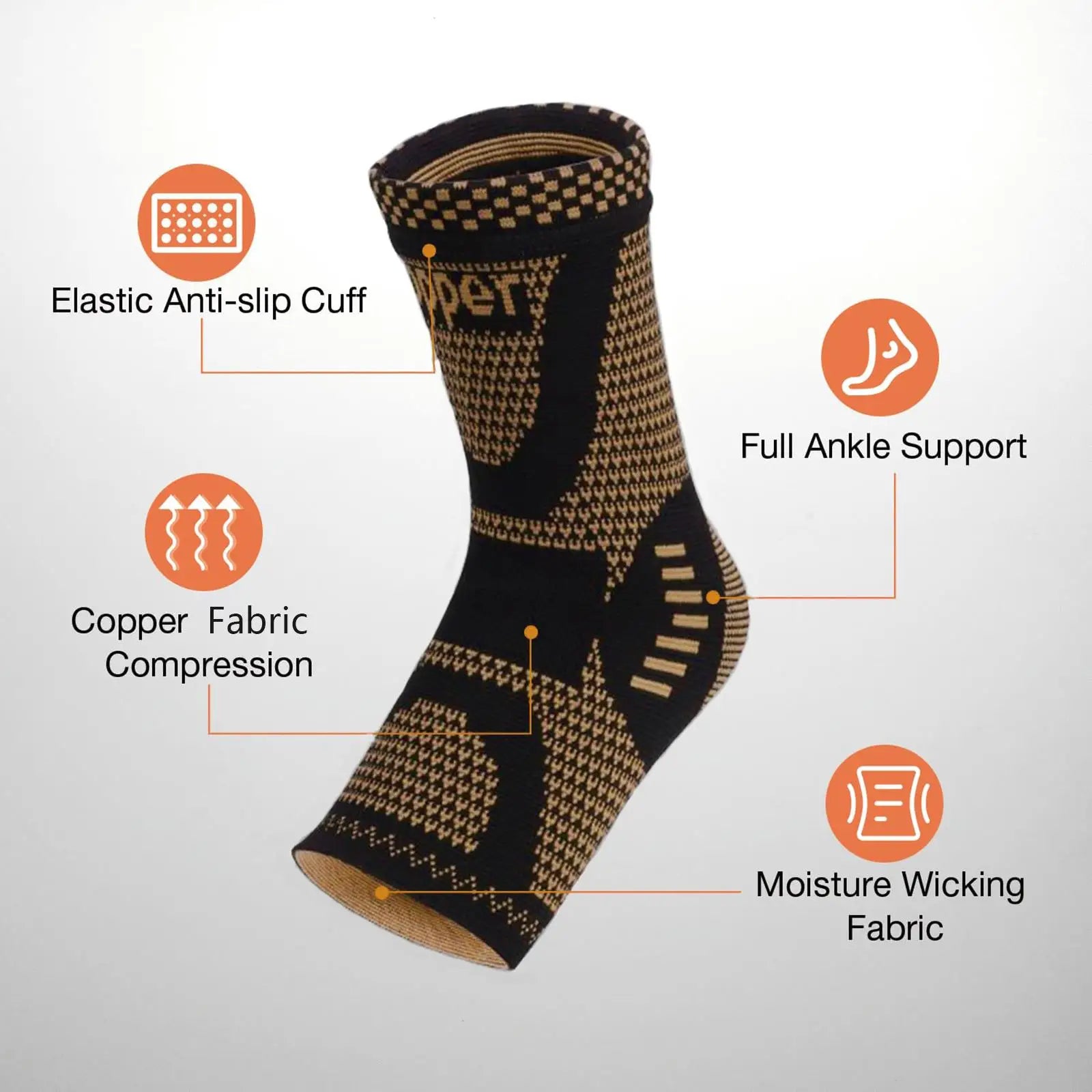 Compression Copper Ankle Brace Socks for Sprains and Relief - Senior Support Goods