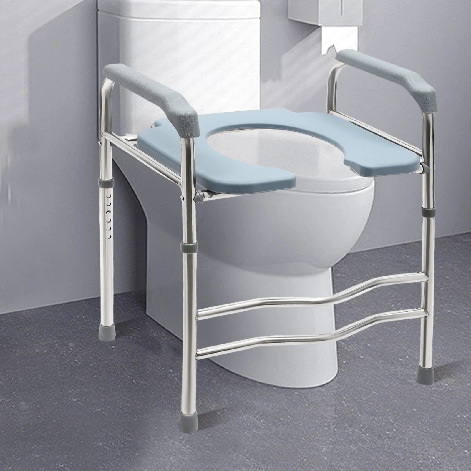 Raised Toilet Seat with Handles Adjustable Height Riser - Senior Support Goods