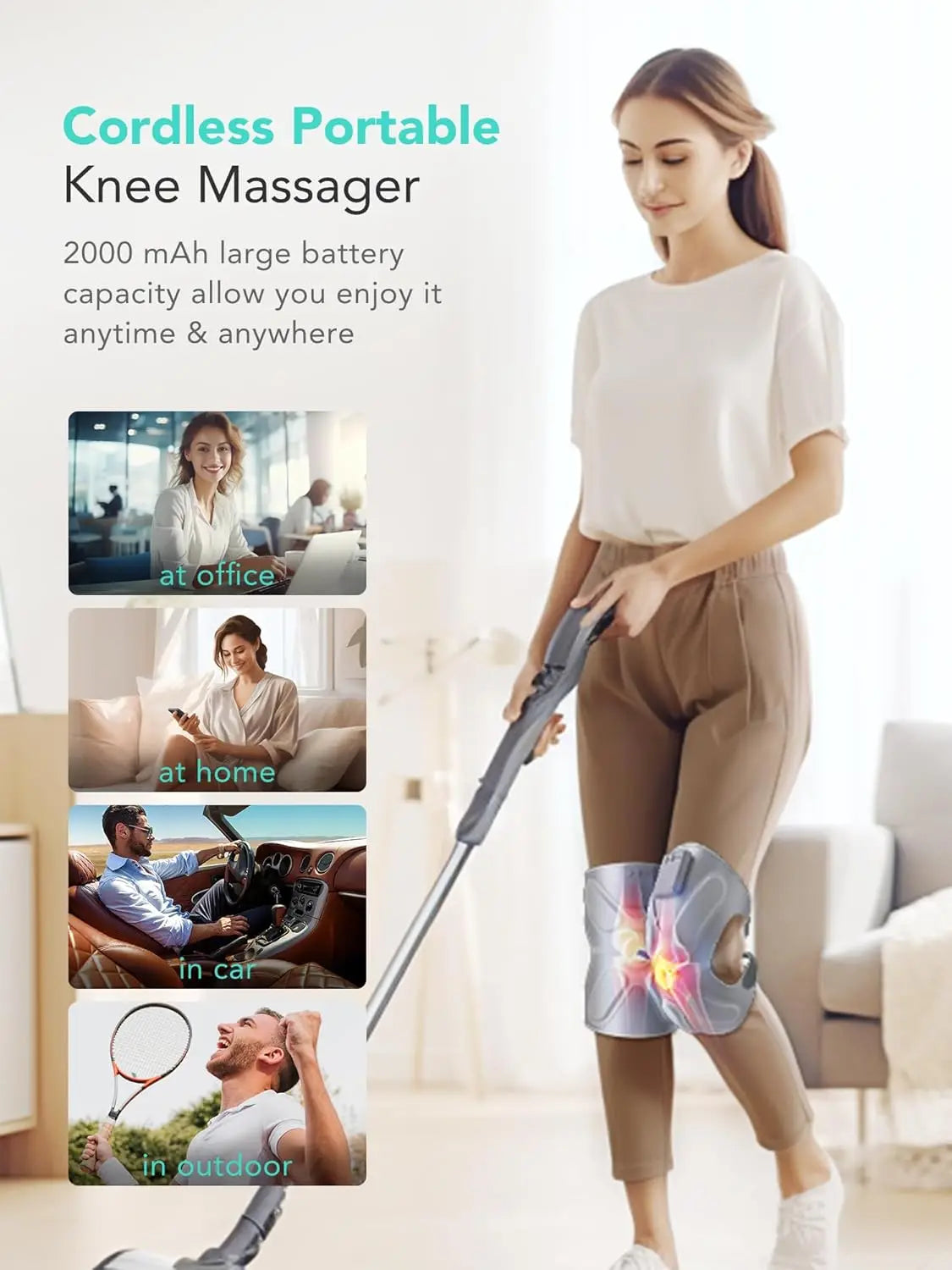 SKG Cordless Heated Knee Brace Massager for Pain Relief - Senior Support Goods