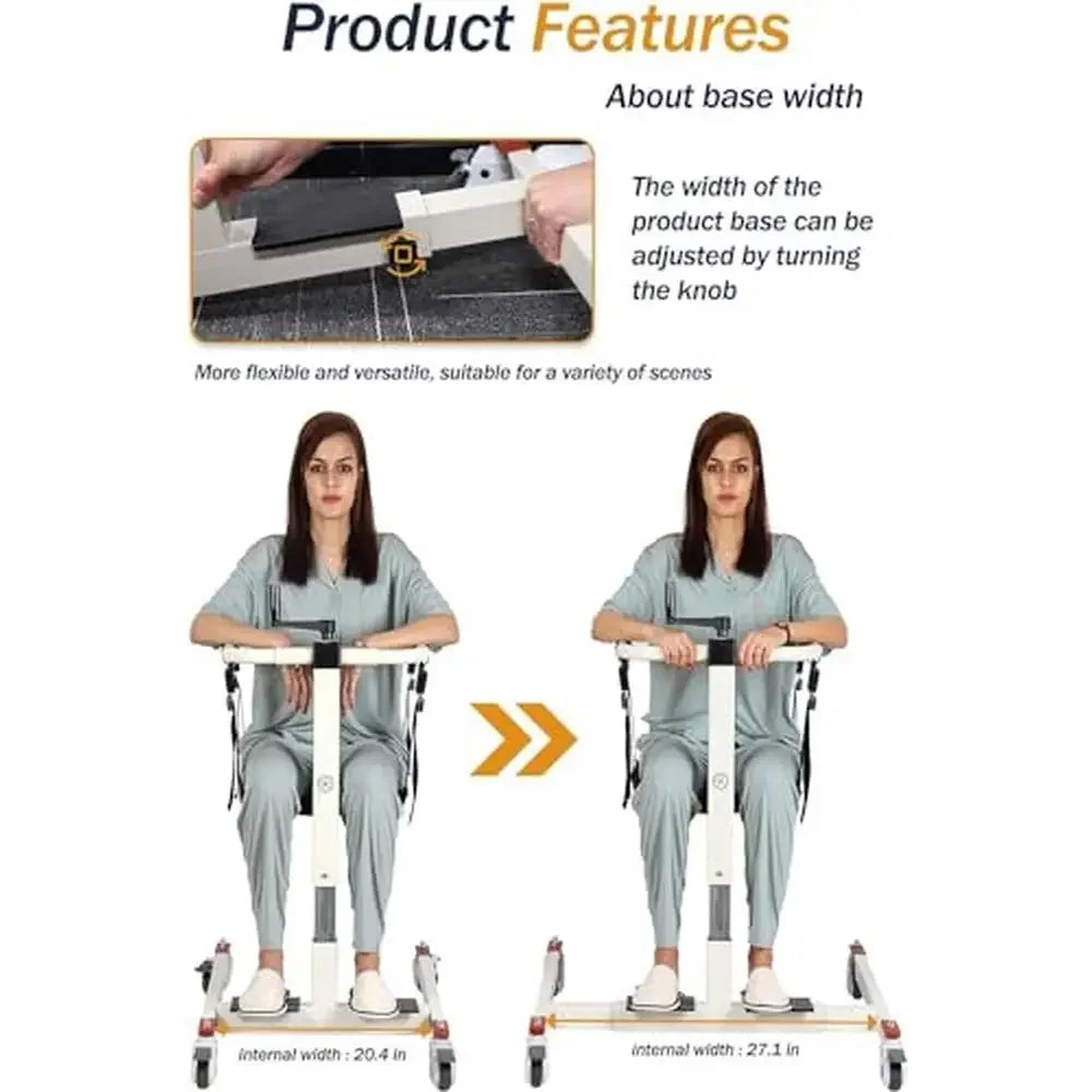 Home Patient Lift Wheelchair Transfer Chair Height Adjust Portable with Silent Swivel Wheels and Detachable Backrest Elderly - Senior Support Goods