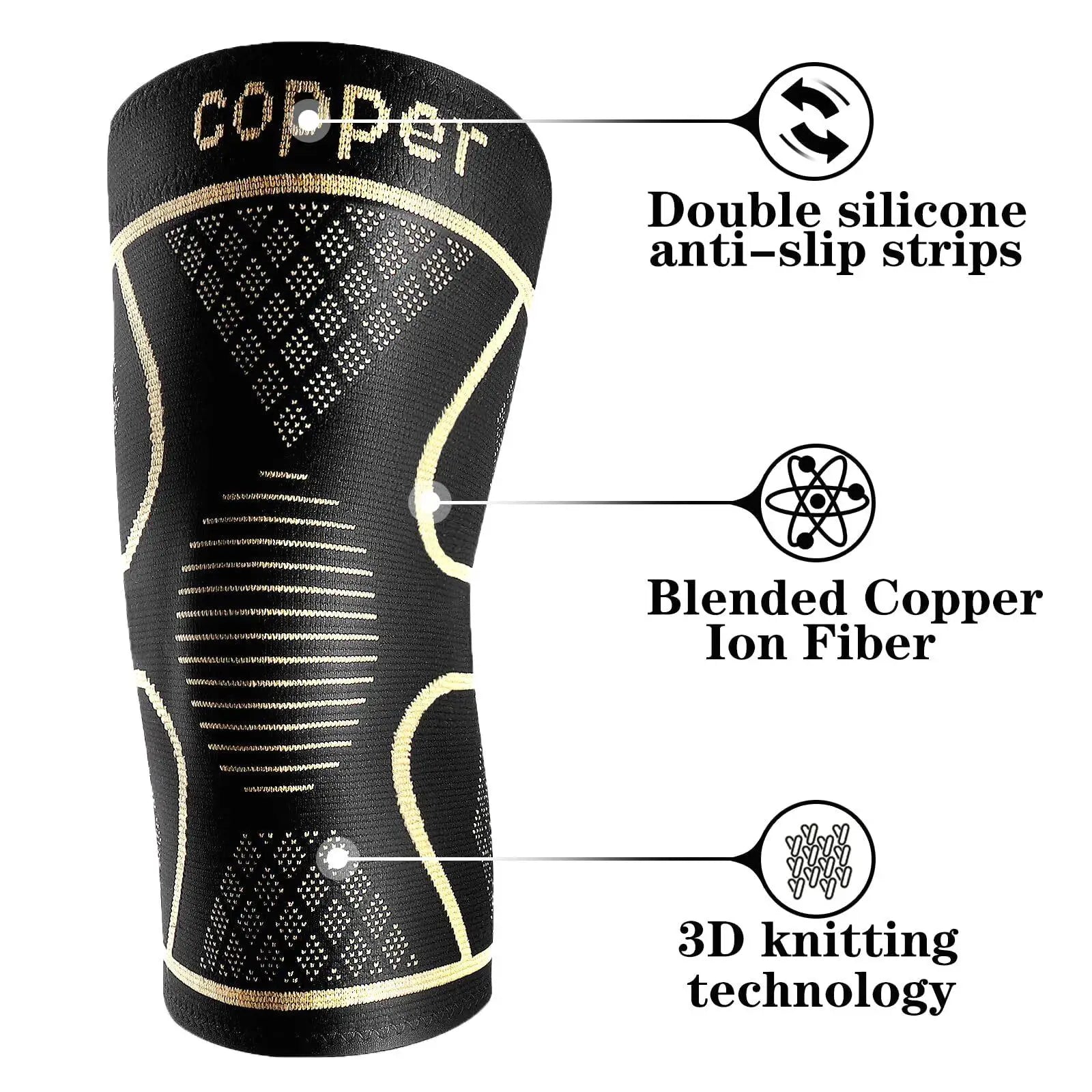 Pair of Copper Knee Pads for Joint Support and Pain Relief - Senior Support Goods