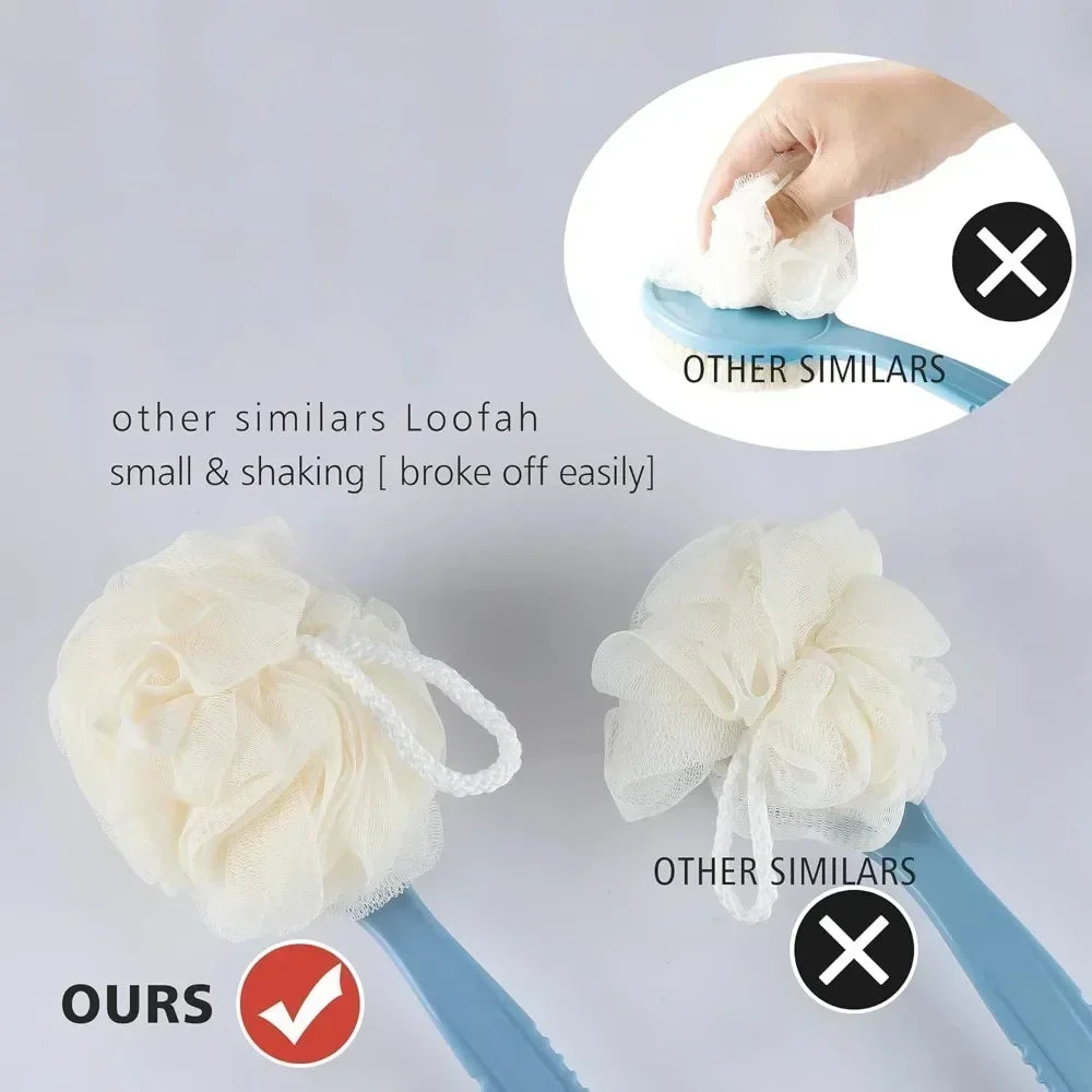 Bath Brush With Bristles And Loofah Back Scrubber Bath Sponge - Senior Support Goods