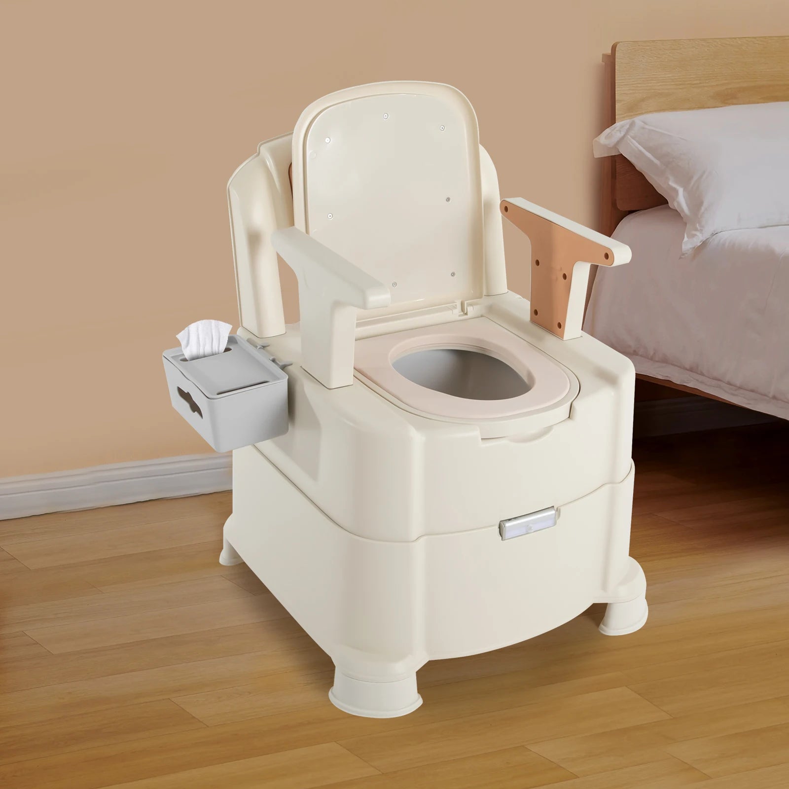Portable Toilet with Sensory Light for Camping 200 kg Load Capacity - Senior Support Goods