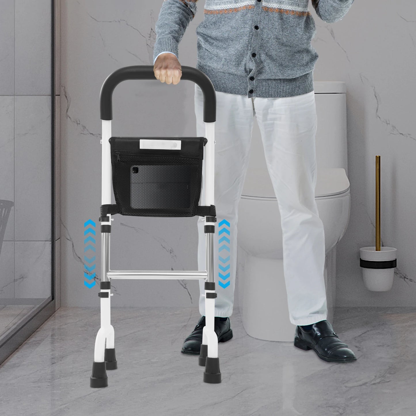 Standing Aid Rail Adjustable Height with Light Stable Bed - Senior Support Goods