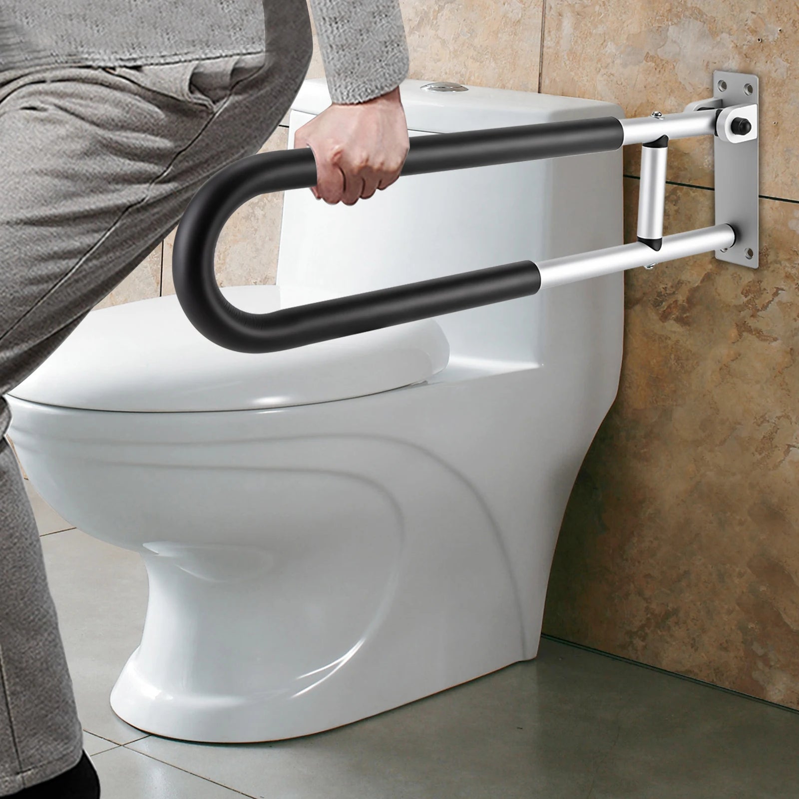 Foldable Tub Handrail for Bathroom, 23.62 Inch, Durable - Senior Support Goods
