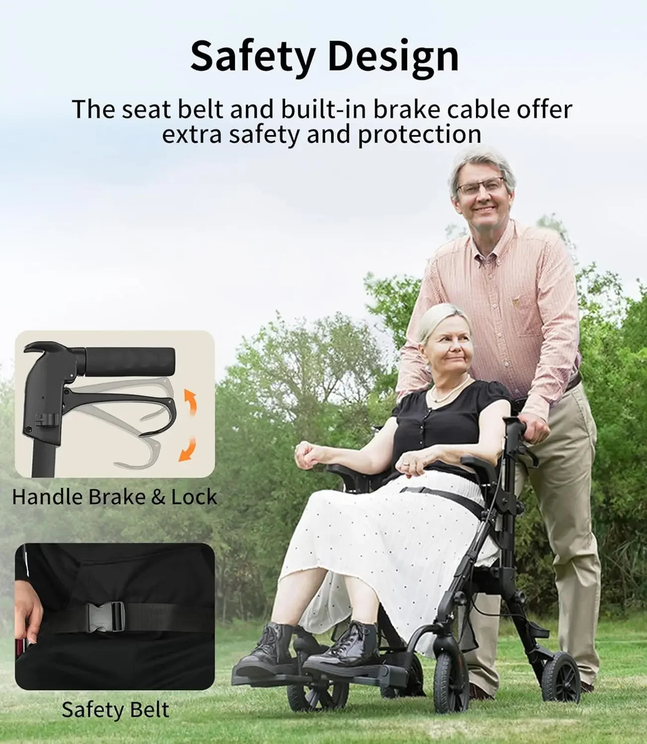 Walker Wheelchair Combo Transport Wheelchair Lightweight Foldable - Senior Support Goods