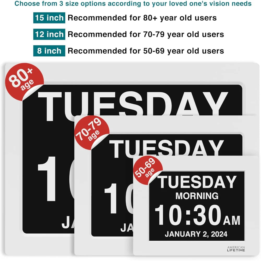 New Dementia Clock Large Digital Clock for Seniors Display - Senior Support Goods
