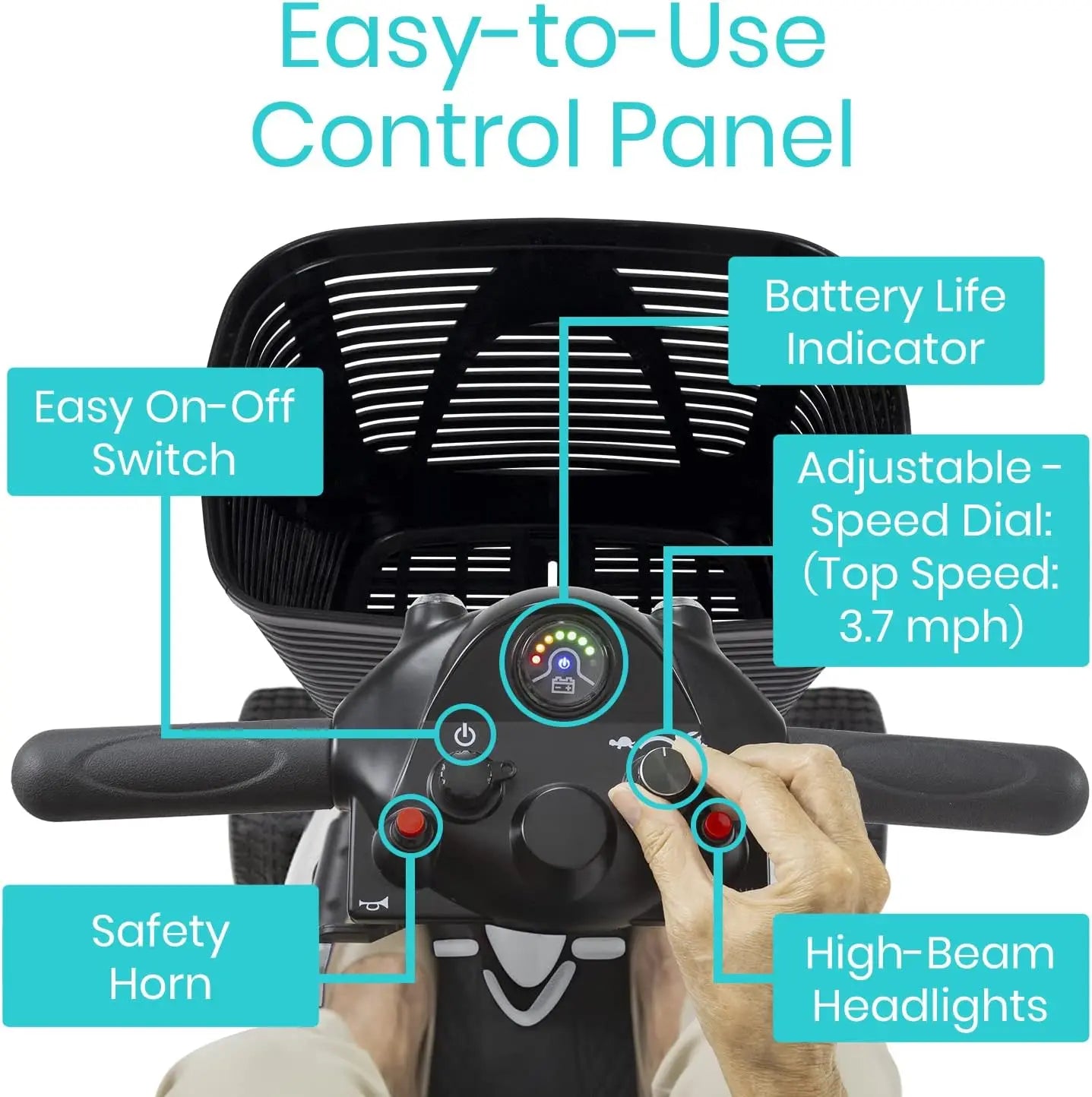 4 Wheel Mobility Scooter - Compact Electric Powered Device - Senior Support Goods
