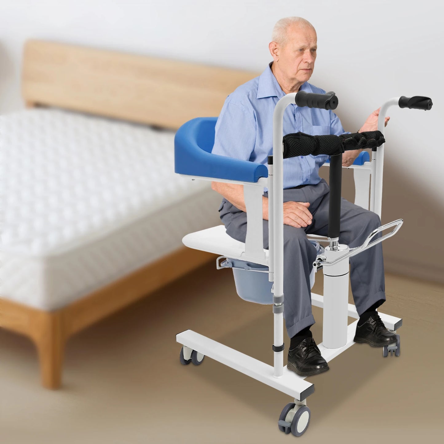 Hydraulic Patient Lifting Wheelchair for Home Transport - Senior Support Goods