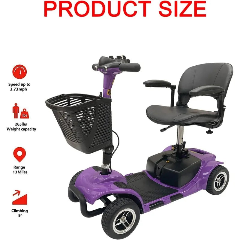 Battery Powered 4 Wheel Mobility Scooter for Seniors Electric Scooter with Seat for Adults Heavy Duty Structure - Senior Support Goods