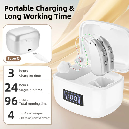 Rechargeable Hearing Aids Adults Invisible Digital Ear Amplifiers Volume Control - Senior Support Goods