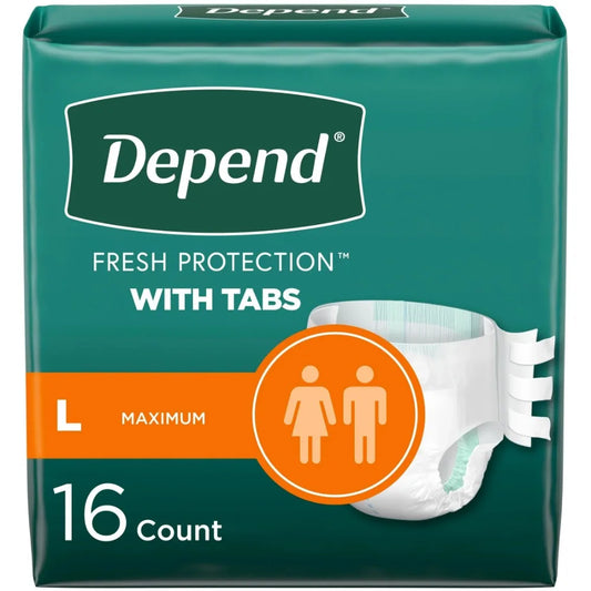 Protection With Tabs Incontinence Underwear Adult Diapers Unisex L 16 Count - Senior Support Goods